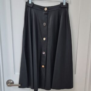 Zara Faux Leather Midi Skirt